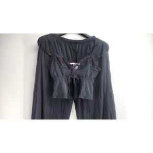 Victoria Secret XS Black Modal Soft Lace Trim Cami & Wide Leg Pant Set NWT